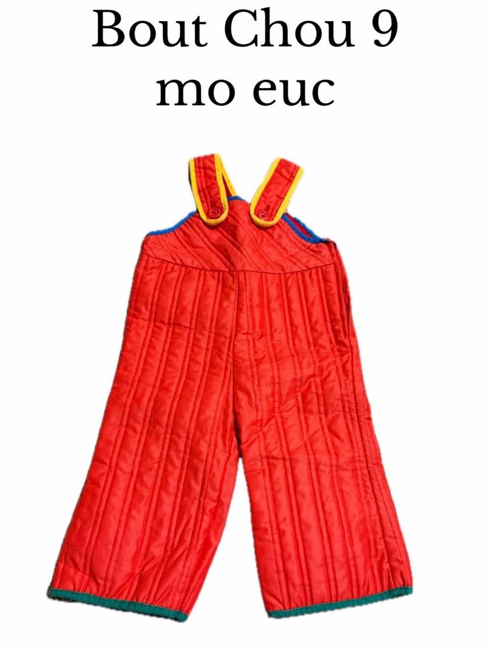 Bout Chou 9 month boys red primary colors overalls